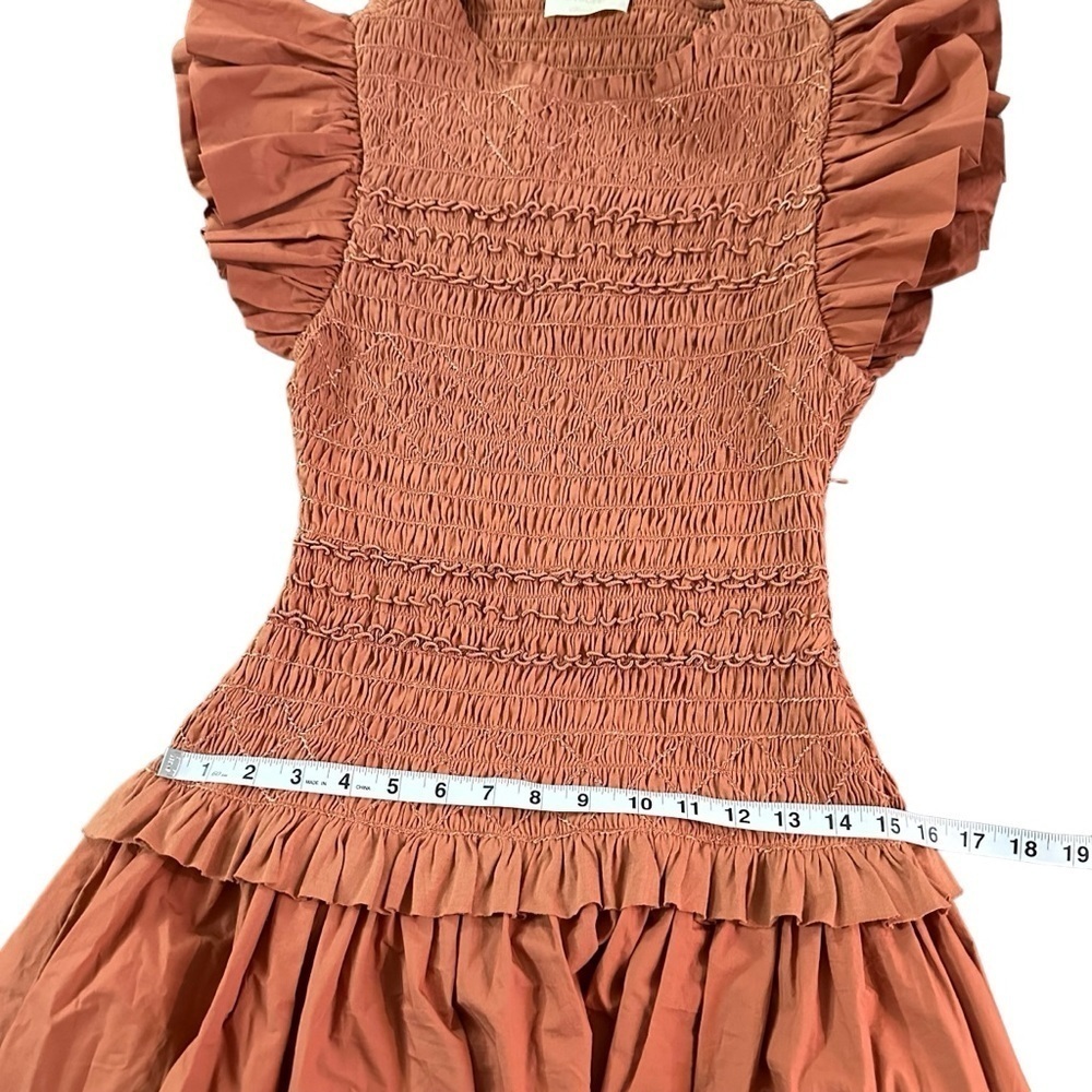 NWT ULLA JOHNSON Madeline Ruffled Smocked Midi Dress Size 6 - Picture 11 of 14